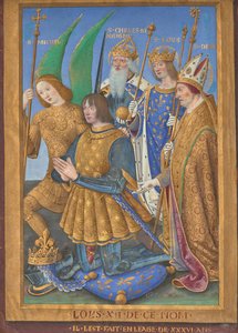 Ludwig XII. von Frankreich kniend im Gebet, begleitet von den Heiligen Michael, Karl dem Großen, Ludwig und Denis