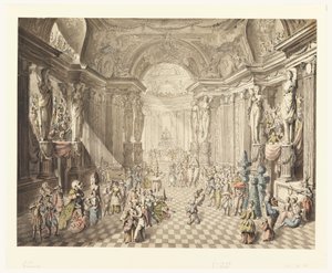 Ansicht eines Maskenballs, 1770-80 von Jean Charles Delafosse