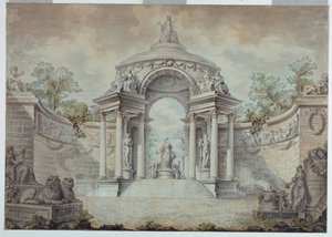 Exedra in einem Park, gewidmet den Tugenden und menschlichen Aktivitäten