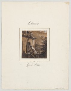 Design für einen bemalten Porzellanteller, Le Verseau (Wassermann) aus dem Service Le Zodiaque Travesti (Der Farcical Zodiac) von Jean Charles Develly
