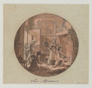 Entwurf für einen bemalten Porzellanteller, Les Marrons (Kastanien) für den Service des Objets de Dessert (Dessertservice) von Jean Charles Develly
