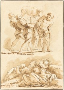 Anbetung des Goldenen Kalbes und Christus am Ölberg von Jean Claude Richard de Saint Non after Jean Honoré Fragonard after Jacopo Tintoretto