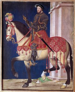 Reiterporträt von Franz I. Gemälde der Schule von Jean Clouet von Jean Clouet