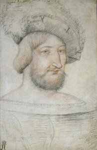 Porträt von Franz I. (1494-1547), König von Frankreich von Clouet, Jean (ca. 1485-1541). Schwarze Kreide und Rötel auf Papier, Größe: 29,3x19,1, erste Hälfte des 16. Jahrhunderts, Eremitage, St. Petersburg von Jean Clouet