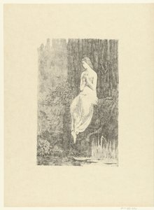 Halbnackte Frau am Wasser sitzend (Melancholie, L
