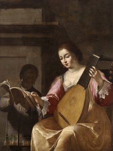 Frau spielt Laute, 1638