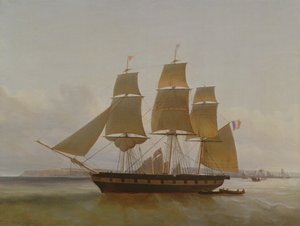 Dreimastiges Boot im Hafen von Le Havre, 1846