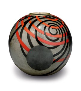 Lackierter Martele-Zinnvase, ca. 1929 von Jean Dunand