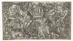 Der König und Diana erhalten ein Geschenk von Jägern von Jean Duvet