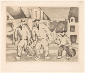 Drei Seeleute auf einer Straße von Jean Emile Laboureur (signed by artist)