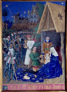 Die Anbetung der Heiligen Drei Könige. Miniatur aus „Das Stundenbuch des Étienne Chevalier“ von Jean Fouquet (1420-1477/1481) von Jean Fouquet