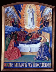 Die Stunden der Jungfrau: der Tod der Jungfrau. Miniatur in „Die Stunden des Étienne Chevalier“ von Jean Fouquet (1420-1481)