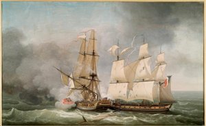 Kampf zwischen der französischen Korvette La Bayonnaise (...) von Jean Francois Hue