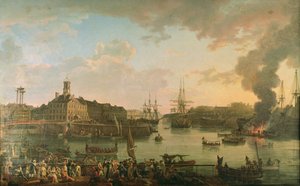 Ansicht des Hafens von Brest von den überdachten Docks aus, 1795