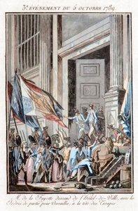 Französische Revolution - La Fayette verlässt das Pariser Rathaus, um nach Versailles zu gehen, 5. Oktober