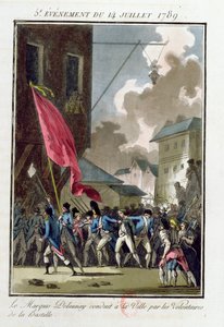 Marquis Bernard Rene Jordan de Launay (1740-89), Gouverneur der Bastille, wird am 14. Juli 1789 zum Hotel de Ville geführt