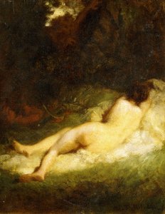 Schlafende Nymphe von einem Satyr blockiert, ca. 1846-47 von Jean Francois Millet