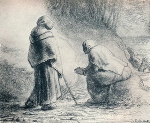 Bergeres Se Chauffant, Hirten am Feuer, 19. Jahrhundert von Jean Francois Millet