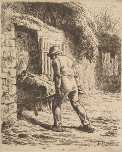 Bauer schiebt eine Schubkarre, 1855