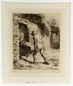 Bauer mit Schubkarre