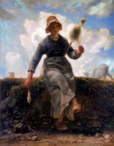 Die Spinnerin, Ziegenhirtin der Auvergne, ca. 1868-1869 von Jean Francois Millet