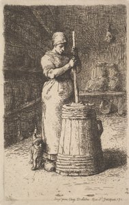 Frau beim Butterrühren, 1855-56