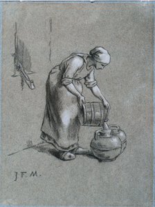Frau an einem Brunnen von Jean Francois Millet