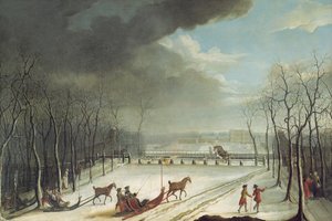 Der Prinz von Condé jagt in einem Schlitten, 1767