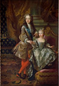 Porträt von König Ludwig XV. und seiner Verlobten Marie Anne Victoire von Spanien
