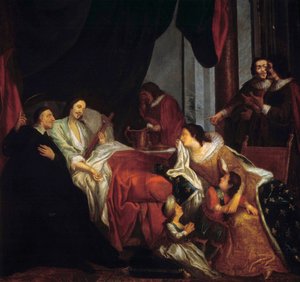 Heiliger Vinzenz von Paul am Sterbebett von König Ludwig XIII. von Jean François de Troy