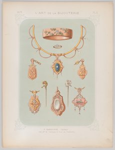 Schmuckdesigns in Gold und Roségold, 1879 von Jean François Barousse