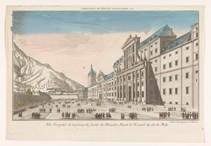 Ansicht des Klosterkomplexes El Escorial in der Nähe von Madrid, von der Südseite gesehen