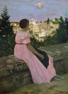 Das rosa Kleid, oder Blick auf Castelnau-le-Lez, Herault, 1864