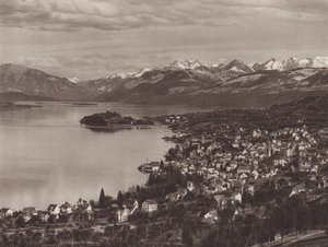 Schweiz: Der Zürichsee, Horgen, die Au und die Alpen