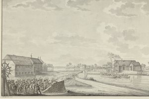 Angriff der Preußen unter Oberst Van Borstel auf die Duivendrechtse Brücke, 1. Oktober 1787