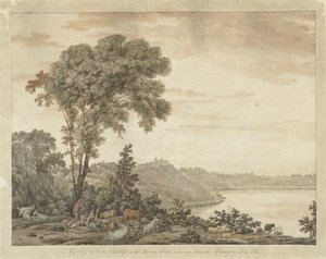 Ansicht von Castel Gandolfo und dem Albaner See von Jean Grandjean