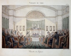 La Chambre des Deputes en seance - in „Gemälde von Paris“ von Marlet von Jean Henri Marlet