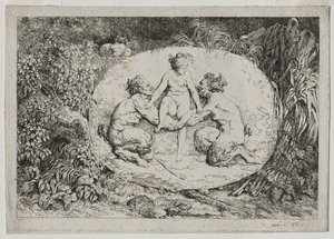 Bacchanalien: Nymphe unterstützt von zwei Satyrn, 1763