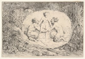 Nymphe, unterstützt von zwei Satyrn, 1763