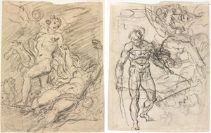 Orpheus und Eurydike (recto); Figurenstudien (verso) von Jean Honore Fragonard
