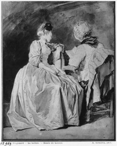 Lesen (schwarzer Bleistift und Bister und Waschung auf Papier) von Jean Honore Fragonard