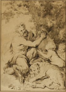 Satyr presst Trauben neben einem Tiger von Jean Honore Fragonard