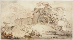 Der festgefahrene Wagen von Jean Honore Fragonard