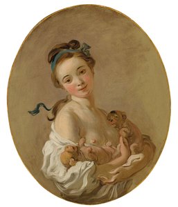 Junges Mädchen mit zwei Welpen, ca. 1770 von Jean Honore Fragonard
