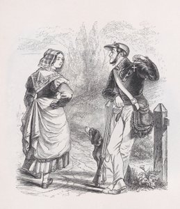Der Jäger und die Milchmagd aus Die vollständigen Werke von Béranger, 1836 von Jean Ignace Isidore Gérard