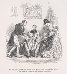 Die trauernde Witwe gibt beiden das Recht, gut zu handeln.... Und beide behalten ein ewiges..., 1843 von Jean Ignace Isidore Gérard