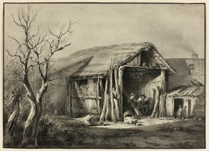 Ein Bauer sitzt in einem Schuppen von Jean Jacques de Boissieu