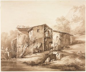 Landschaft mit Wassermühle, um 1790 von Jean Jacques de Boissieu