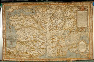 Geografische Karte der Gallier, die die Grenzen zu Deutschland und Italien zeigt. Erstellt von Kartograf Jean Jolivet (16. Jahrhundert)