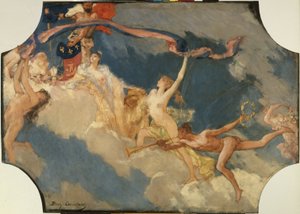 Skizze für den Festsaal des Hôtel de Ville de Paris: La Ville de Paris conviant le monde à ses fêtes von Jean Joseph Benjamin Constant